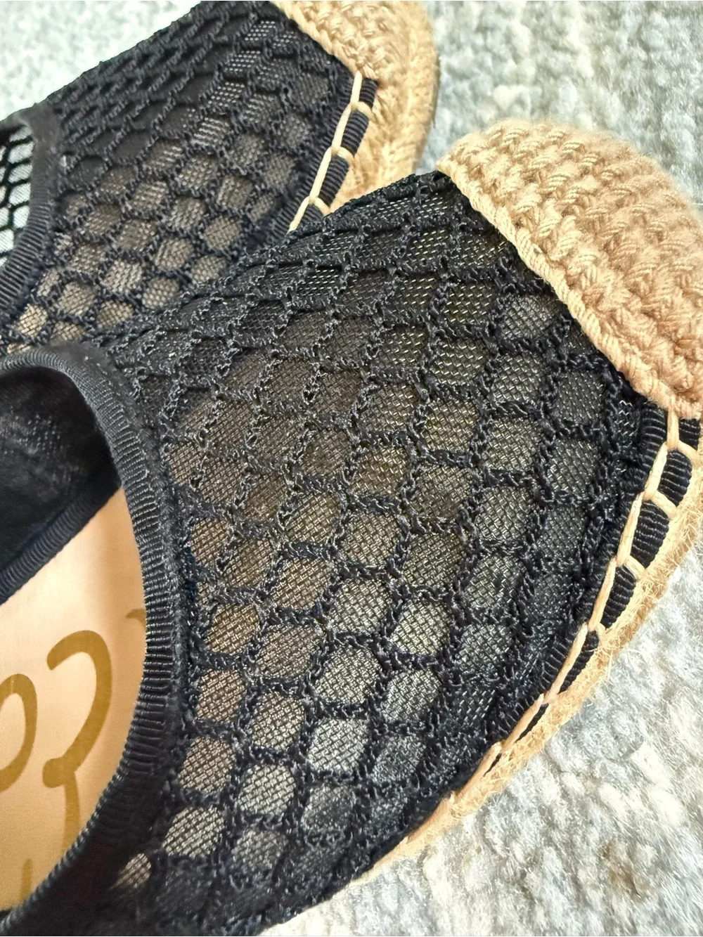 Sam Edelman Black Mesh Mary Jane Espadrilles